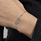 Brass Oval Link Bracelets, Satellite Chains Bracelets for Women, with Cubic Zirconia, Silver, Inner Diameter: 6-1/4 inch(16cm)