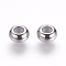 202 Stainless Steel Beads, with Rubber Inside, Slider Beads, Rondelle, Stainless Steel Color, 6x3mm, Rubber Hole: 2mm