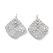 Rhodium Plated 925 Sterling Silver Pendant, with Cubic Zirconia, Twist Rhombus Charms, Real Platinum Plated, 12x9x2mm, Hole: 1.4mm