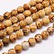 Natural Picture Jasper Beads Strands, Faceted, Round, 8mm, Hole: 1mm, about 46pcs/strand, 14.5~15 inch
