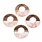 Transparent Resin & Walnut Wood Pendants, with Shell Chips, Two Tone, Donut, Pink, 38x3mm, Hole: 2mm