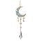 Alloy Cable Chains Moon Pendant Decorations, Natural Aquamarine and Glass Pendants, for Home Decorations, 323mm