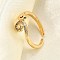 Brass Micro Pave Clear Cubic Zirconia Cuff Rings for Women, Cadmium Free & Nickel Free & Lead Free, Wave, Real 18K Gold Plated, 6.5mm