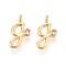 Brass Micro Pave Cubic Zirconia Charms, Long-Lasting Plated, Nickel Free, Real 18K Gold Plated, Letter, Letter G, 13.5x7.5x3.5mm, Hole: 1.6mm