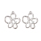 Glass Rhinestone Pendants, with Brass Findings, Flower, Clear, Real Platinum Plated, 20x17x2.5mm, Hole: 1.2mm