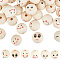 42Pcs 6 Styles Printed Wood European Beads, Large Hole Round Beads with Smiling Face Pattern, Undyed, PapayaWhip, 23~25x22.5~23.5mm, Hole: 4.8~6mm, 7pcs/style