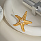 Stainless Steel Adjustable Finger Rings for Women, Starfish, with Imitation Pearl, Real 18K Gold Plated, 40.5mm