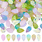 160Pcs 8 Colors Glass Pendants, Leaf Charms, Mixed Color, 18x11x3mm, Hole: 1.2mm, 20Pcs/color