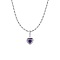 925 Sterling Silver Pave Cubic Zirconia Birthstone Heart Pendant Necklaces for Women, Silver Color Plated, Purple, 15.75 inch(40cm)