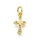 Brass Micro Pave Cubic Zirconia Pendants, Cross Charms, Long-Lasting Plated, Lead Free & Cadmium Free, with Jump Ring, Real 18K Gold Plated, 13x7.5x1.5mm