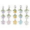 5Pcs 5 Colors Transparent Acrylic & Glass Flower Pendant Decoration, with Zinc Alloy Lobster Claw Clasps, Mixed Color, 64mm, 1pc/color