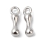Brass Charms, Real Platinum Plated, Letter I, 14x4.5x3mm, hole: 2.5mm