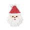 Glass Seed Beaded Santa Claus Pendants, with Shell Pearl Beads, White, 39x25x4mm, Hole: 2mm