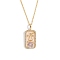 Brass Micro Pave Cubic Zirconia Rectangle with Constellation Pendant Necklaces, with Enamel, Cable Chain Necklace for Women, Libra, 15-3/4 inch(40cm)