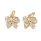 Brass Micro Pave Clear Cubic Zirconia Pendants, Cadmium Free & Nickel Free & Lead Free, Bowknot, with Jump Ring, Real 18K Gold Plated, 10.5x10x2mm, Hole: 5.5mm