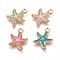 Alloy Enamel Pendants, Starfish/Sea Stars, Light Gold, Mixed Color, 18x14.5x3mm, Hole: 1.4mm