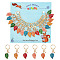 18Pcs 6 Color Alloy Enamel Leaf Charms Locking Stitch Markers, with Gold Tone 304 Stainless Steel Leverback Earring Findings, Mixed Color, 35mm, Pin: 1x0.8mm, 3Pcs/color