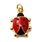 Brass Pendants, Cadmium Free & Nickel Free & Lead Free, with Enamel, Ladybird Charms, Real 18K Gold Plated, Red, 21x15.5x5.5mm, Hole: 3.5mm