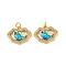 Brass Micro Pave Cubic Zirconia with Synthetic Opal Pendants, with Jump Ring, Cadmium Free & Lead Free, Real 18K Gold Plated, Whale, 14.5x18.5x3.5mm