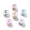 Opaque Acrylic Beads, Enamel Style, Cube with Letter, Letter C, 10x9.5x9mm, Hole: 3.8mm, about 560pcs/500g