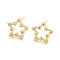 Rack Plating Brass Cubic Zirconia Star Stud Earrings, Long-Lasting Plated, Lead Free & Cadmium Free, Real 18K Gold Plated, 11x12mm