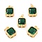 Real 18K Gold Plated Brass Inlaid Cubic Zirconia Charms, with Jump Ring, Long-Lasting Plated, Square, Green, 9.5x7x4mm, Jump Ring: 4x0.5mm, 2.5mm Inner Diameter