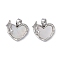 Brass & Shell & Clear Cubic Zirconia Charms, Cadmium Free & Nickel Free & Lead Free, Heart & Star Charms, Platinum, 12.5x15.5x6mm, Hole: 2.5x4mm