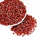 Picasso Baking Paint Glass Seed Beads, Bicone, Orange Red, 4~4.5x3.5~4mm, Hole: 0.9~1.2mm, about 6165pcs/pound