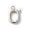 Brass Fold Over Clasps, Cadmium Free & Nickel Free & Lead Free, Oval, Platinum, 12.5x2.5x8.5mm, Hole: 1.4mm