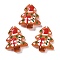 Christmas Theme Handmade Lampwork Beads, Christmas Trees, Chocolate, 25~26.5x18.5~22.5x6.5~7.5mm, Hole: 1.6~1.8mm