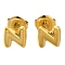 304 Stainless Steel Stud Earrings, Real 14K Gold Plated, Letter N, 7x7mm