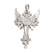 Natural Quartz Crystal Big Pendants, Rock Crystal, Cross with Wing Charms, with Platinum Plated Brass Findings, 52.5x32x7~7.5mm, Hole: 4x8mm & 2mm