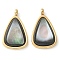 Ion Plating(IP) 304 Stainless Steel with Shell Charms, Manual Polishing, Triangle, Triangle, 17.5x10.5x3.5mm, Hole: 1.8mm