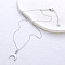 Stainless Steel Pave Natural White Shell Moon Pendant Necklaces for Women, Silver