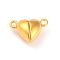 Alloy Magnetic Clasps with Loops, Heart, Golden, 15x9.5x6mm, Hole: 1.5mm