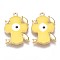 Alloy Enamel Pendants, Cadmium Free & Nickel Free & Lead Free, Cross, Light Gold, Yellow, 28.5x19x3mm, Hole: 1.8mm