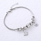 Stainless Steel European Bracelets, Charm Bracelets for Women, Butterfly & Flower, with Rhinestone, Stainless Steel Color