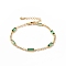 Rectangle Cubic Zirconia Chain Bracelets, Real 18K Gold Plated Brass Jewelry for Women, Cadmium Free & Nickel Free & Lead Free, Medium Sea Green, 6-1/2 inch(16.5cm)