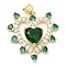 Rack Plating Brass Micro Pave Cubic Zirconia Pendants, with Glass, Long-Lasting Plated, Lead Free & Cadmium Free, Heart, Real 18K Gold Plated, 24.5x24x6mm, Hole: 4x3.5mm