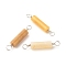 Natural Topaz Jade Connector Charms, with Platinum Tone Eco-Friendly Brass Wire Double Loops, Column, 23~24x4mm, Hole: 2~2.6mm 
