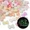 Luminous Transparent Acrylic Beads, Bowknot, with Glitter Powder, Glow in the Dark, Mixed Color, 16x24x7mm, Hole: 2mm