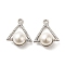 Alloy with Rhinestone Pendants, with ABS Imitation Pearl, Triangle Charms, Platinum, 24x19x10.5mm, Hole: 2mm