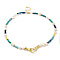 Natural Mixed Gemstone & Pearl Beaded Necklaces, Real 18K Gold Plated Brass Double Hand Link Bohemian Necklace for Women, Cadmium Free & Lead Free, 15.79 inch(40.1cm)