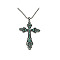 Cross Zinc Alloy Pendant Necklace, with Rhinestone, Peridot, 27.56 inch(70cm)