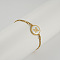Flat Round with Letter Pattern 304 Stainless Steel Link Bracelets, Figaro Chains Bracelets for Women, with Shell, Gold, Letter M, 7-1/2 inch(19cm)