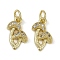 Brass Micro Pave Cubic Zirconia Pendants, Mushroom Charms, with Jump Ring, Long-Lasting Plated, Cadmium Free & Lead Free, Rack Plating, Real 18K Gold Plated, 13.5x9.5x2.5mm, Hole: 3.5mm