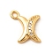 Brass Micro Pave Cubic Zirconia Charms, Nickel Free, Real 18K Gold Plated, Letter X, 12x10x2.5mm, Hole: 1.6mm