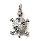 Brass Micro Pave Cubic Zirconia Pendants, Cadmium Free & Lead Free, Sea Turtle Charms, with Jump Ring, Platinum, 19x12x3.5mm, Hole: 3mm