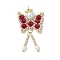 Glass Seed Beaded Butterfly Pendants, with 304 Stainless Steel Jump Rings & Glass Pearl Round Bead, Red, 41x23x8mm, Hole: 3mm