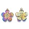 Ion Plating(IP) 304 Stainless Steel Pendants, Flower, Rainbow Color, 27x24.5x3mm, Hole: 1.8mm